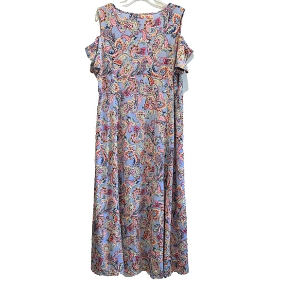 NY Collection Women's Multi-Color Paisley Cold Shoulder Midi Dress Plus Sz 2XWP - Picture 13 of 15